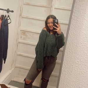 Green fuzzy sweater